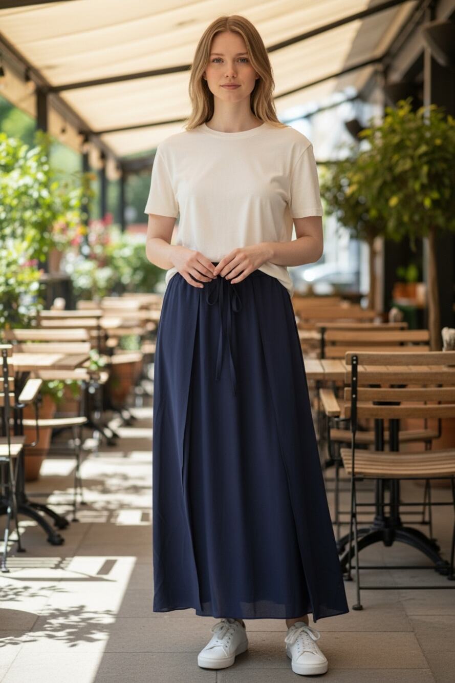 HALARA Navy Blue Skirt Size L NEW Midi Maxi Comfortable Fit